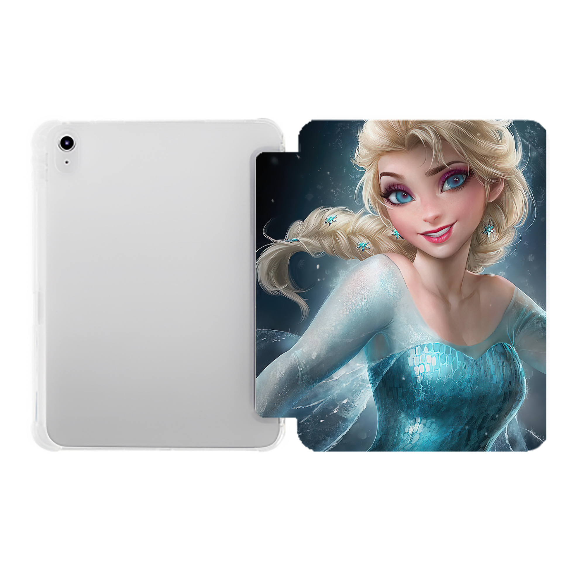 （画像用） アナと雪の女王 アンナ エルサ Frozen Anna Elsa IPad ケース ペン収納付き 三つ折りスタンド PUレザー×シリコン 対応機種9.5/10.5/10.9インチ